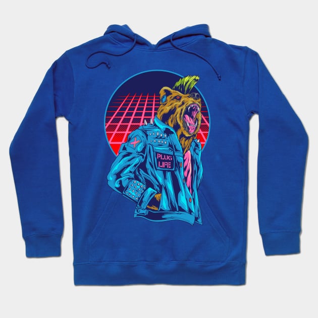 Punk Plug Bear Hoodie by Austin Plug & Tunnel Co. 